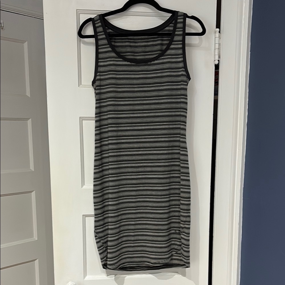 Icebreaker Black and Gray Striped Mini Dress